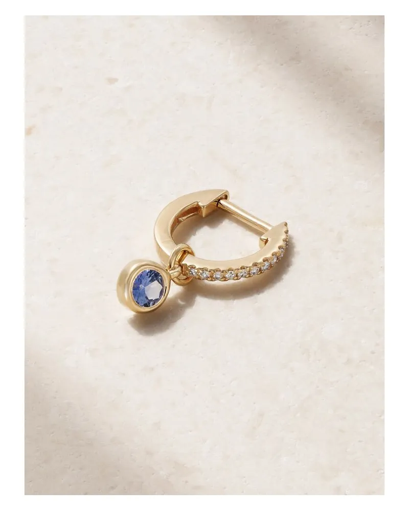 Stone & Strand Orchid Einzelne Creole Aus 10 Karat Gold Mit Saphir Und Diamanten - Blau Blau