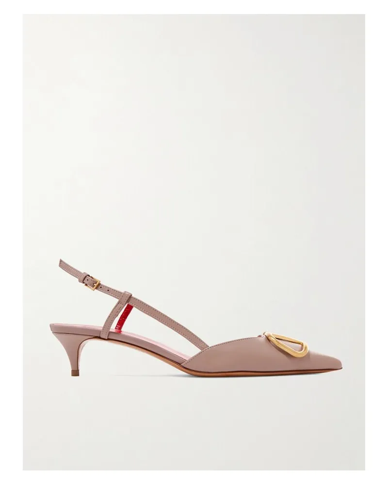 Valentino Garavani Valentino Garavani Go Logo 40 Slingback-pumps Aus Leder Mit Verzierung - Pink Pink
