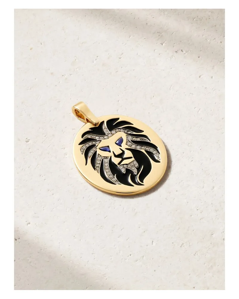 Diane Kordas Lion Anhänger Aus 18 Karat Gold Mit Diamanten, Saphiren Und Emaille Gold