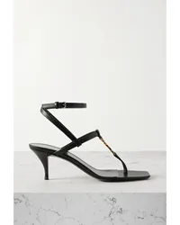 Saint Laurent Cassandra Ledersandalen mit Verzierung Schwarz