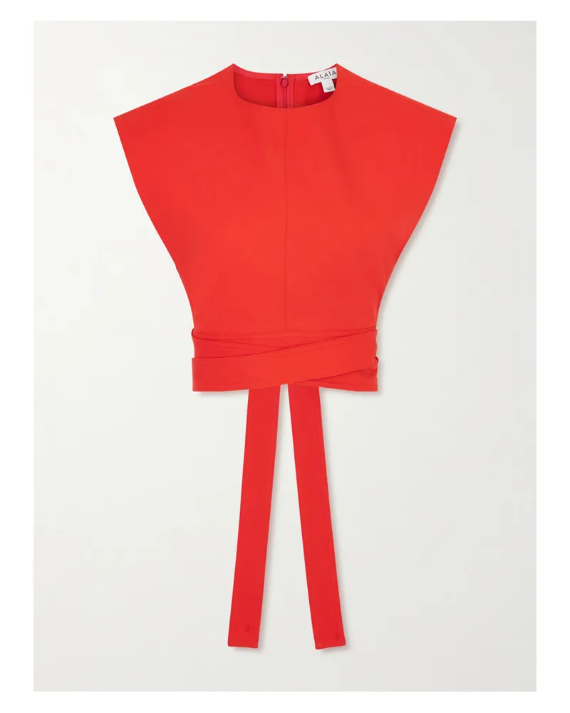 Alaïa Cropped Cotton-poplin Top - Red Red