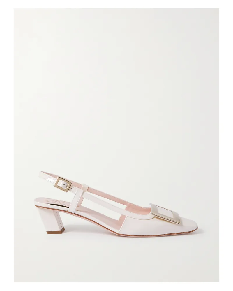 Roger Vivier Belle Vivier 45 Patent-leather Slingback Pumps - Neutrals Neutrals