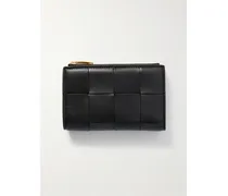 Cassette Portemonnaie Aus Intrecciato-leder - Schwarz