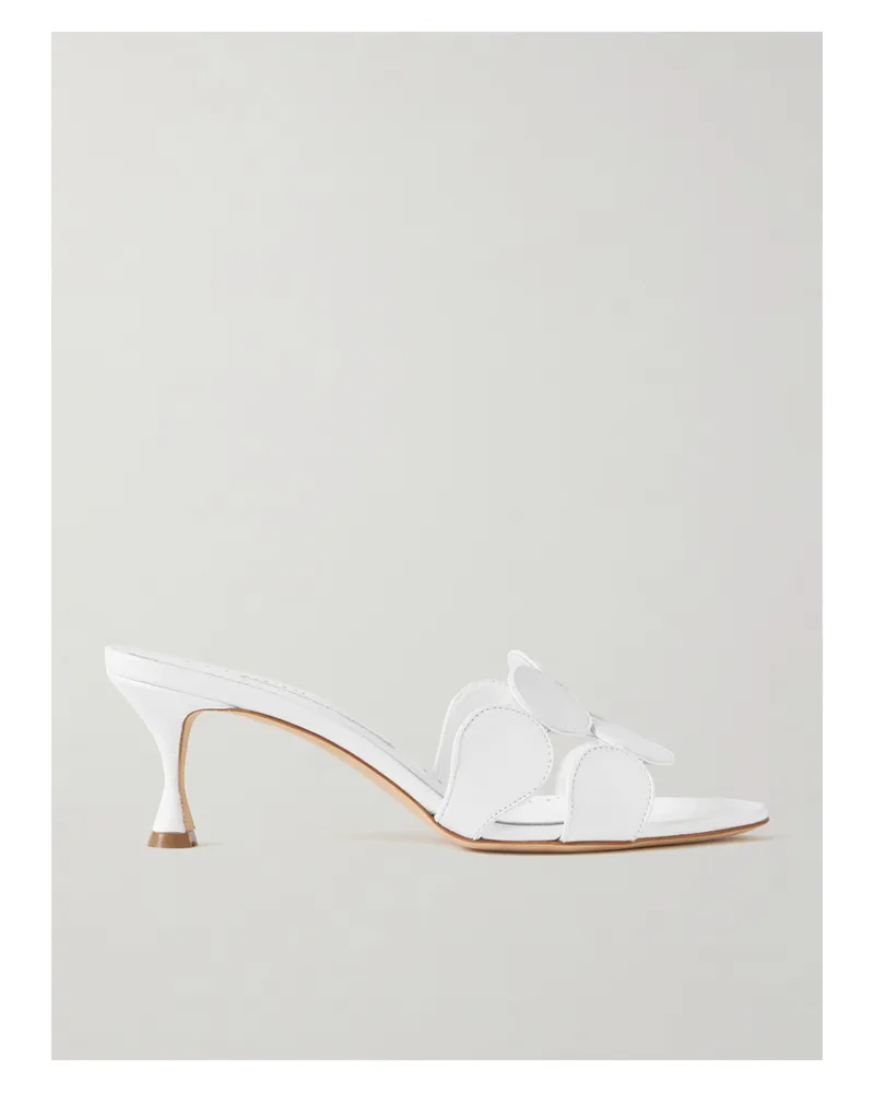 Manolo Blahnik Haribalmu 50 Leather Mules - White White