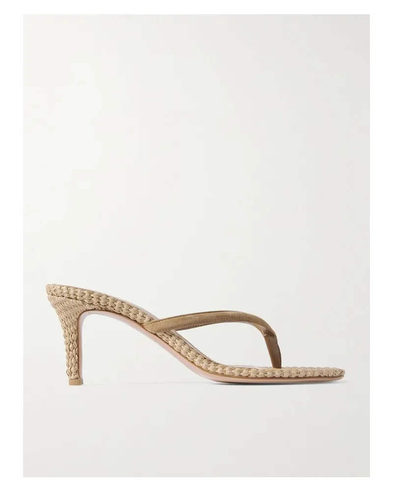 Gianvito Rossi Calypso 80 Mules Aus Raffiabast Mit Besätzen Aus Veloursleder - Braun Braun