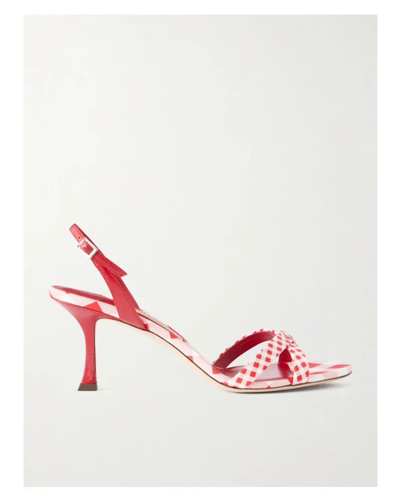 Jimmy Choo Elsy 70 Leather-trimmed Twill Slingback Sandals - Red Red