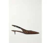 Cherish Leopard-print Grosgrain Slingback Pumps - Brown