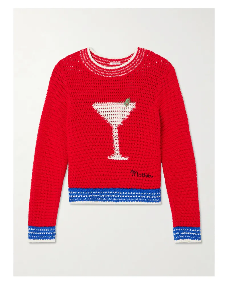 Mother Open-knit Cotton Sweater - Red Red