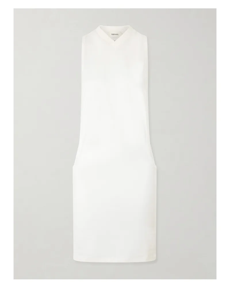 Versace Sleeveless Embroidered Stretch-cotton Jersey Dress - White White