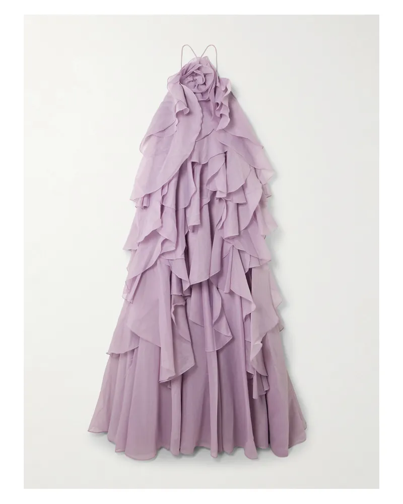 Aje. Pandorea Robe Aus Organza Mit Volants Und Applikation - Lila Lila