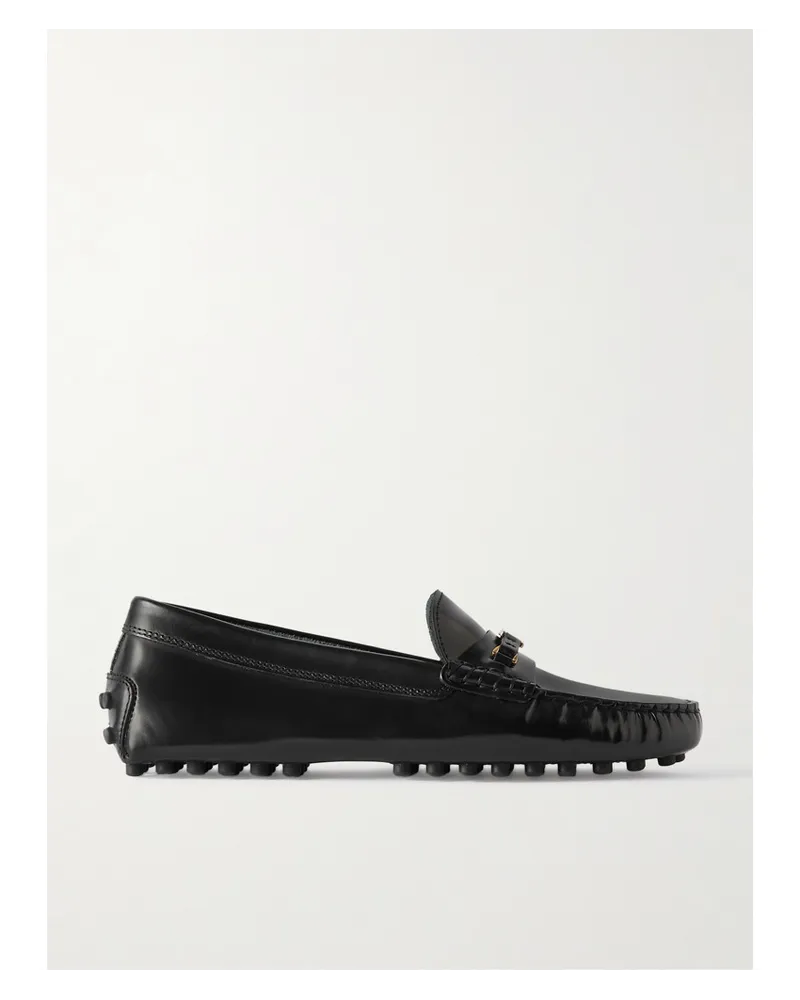 TOD'S Gommino Loafers aus Lackleder mit Verzierung Schwarz