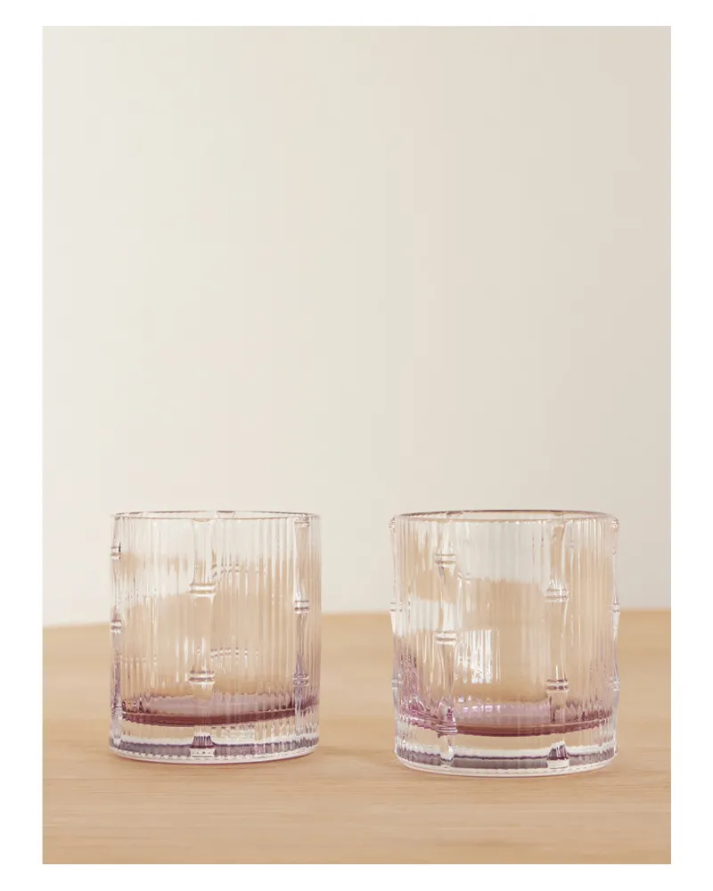 La DoubleJ Bamboo Set Aus Zwei Bechern Aus Kristallglas - Pink Pink