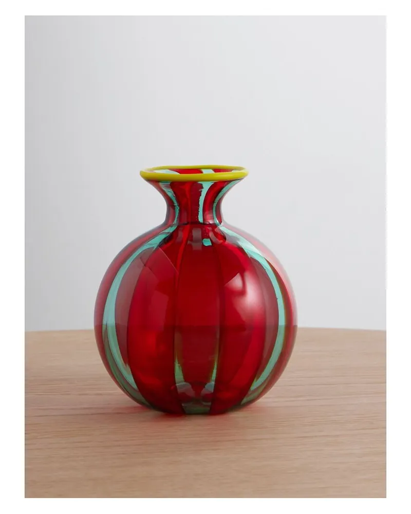 La DoubleJ Mini Ciccio Vase Aus Gestreiftem Muranoglas - Rot Rot