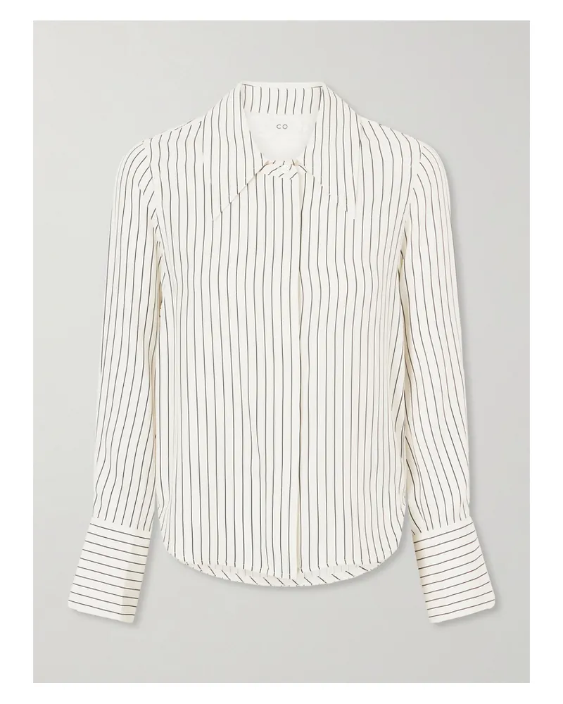 Co Hemd Aus Gestreiftem Seidensatin - Weiß Weiß