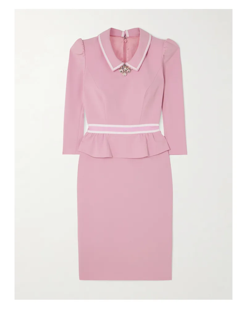 Jenny Packham Honeybee Midikleid Aus Crêpe Mit Ripsbandbesätzen, Kristallen Und Schößchen - Pink Pink