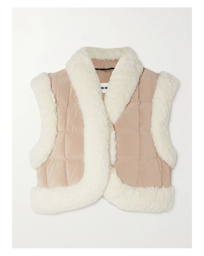 IENKI IENKI Keptar Verkürzte Daunenweste Aus Shell Mit Besätzen Aus Shearling-imitat - Neutral Neutral