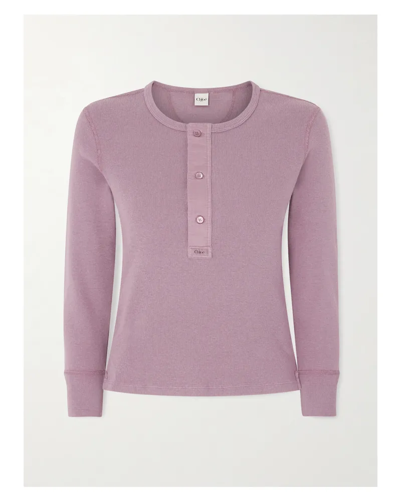 Chloé Henley-oberteil Aus Geripptem Biobaumwoll-jersey - Pink Pink