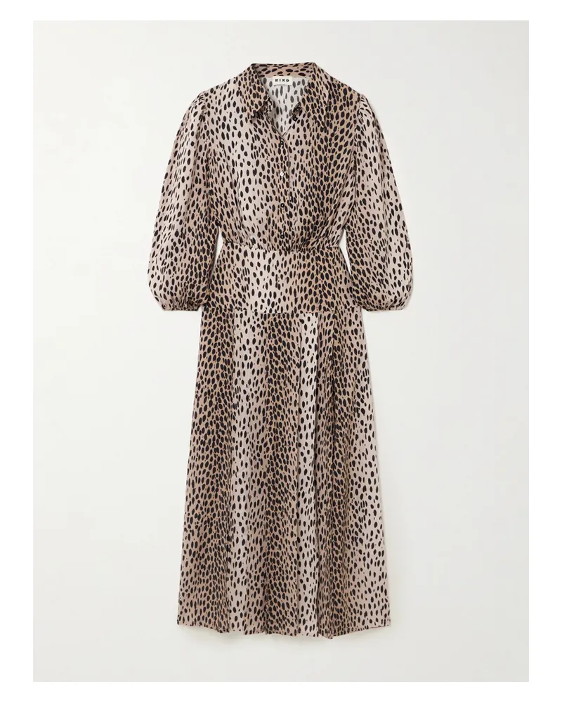 RIXO Izzy Midi-hemdblusenkleid Aus Crêpe De Chine Mit Antilopenmuster - Animal-Print Animal-print