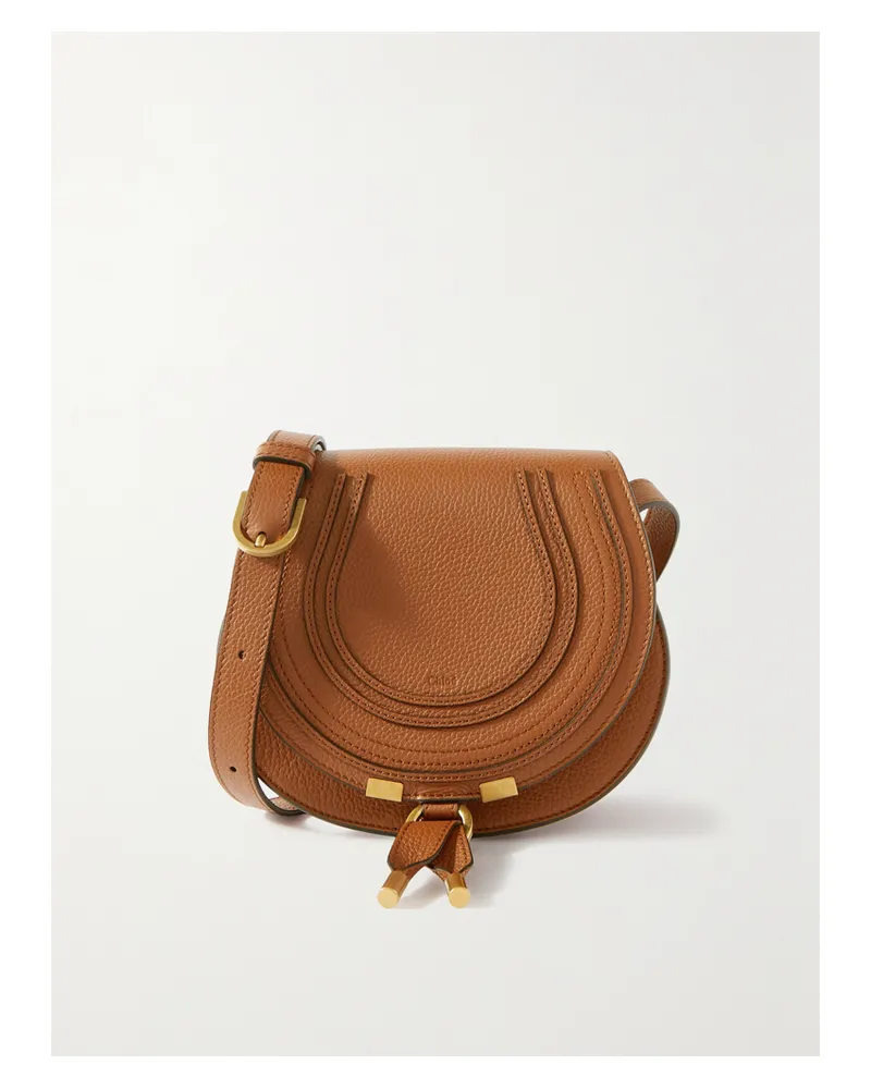 Chloé Marcie Mini Schultertasche Aus Strukturiertem Leder - Braun Braun