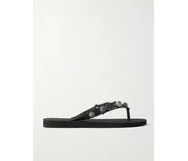 Cagole Embellished Rubber Flip Flops - Black
