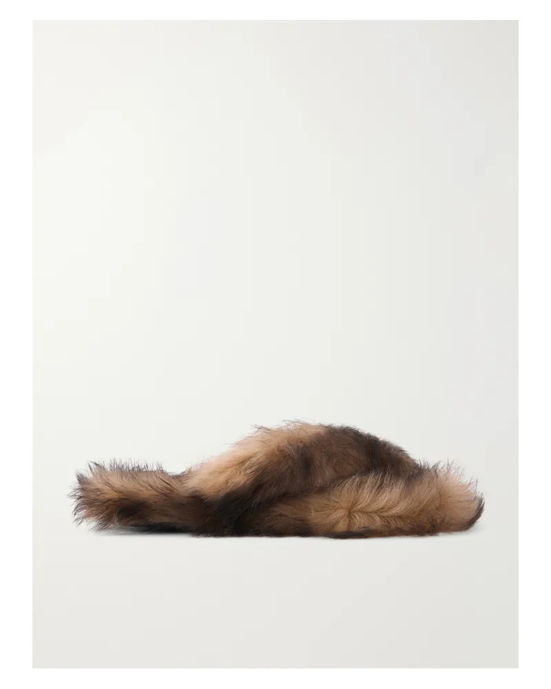 Dolce & Gabbana Shearling Slides - Brown Brown