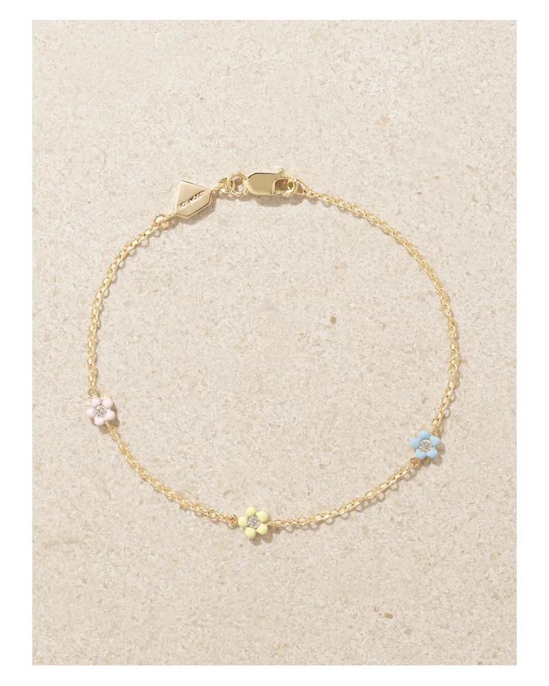 Alison Lou Mini Flower By The Yard Armband Aus 14 Karat Gold Mit Diamanten Und Emaille Gold