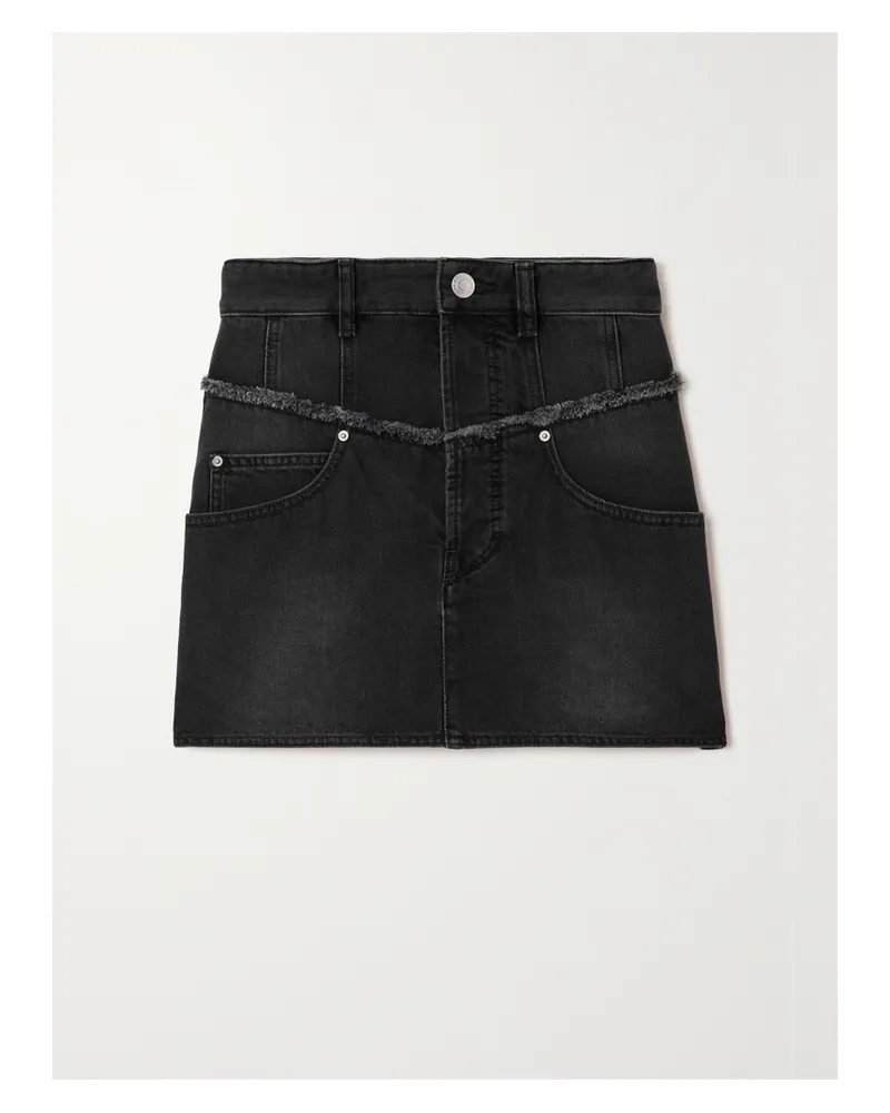 Isabel Marant Narjis Mini-jeansrock Mit Fransen - Schwarz Schwarz