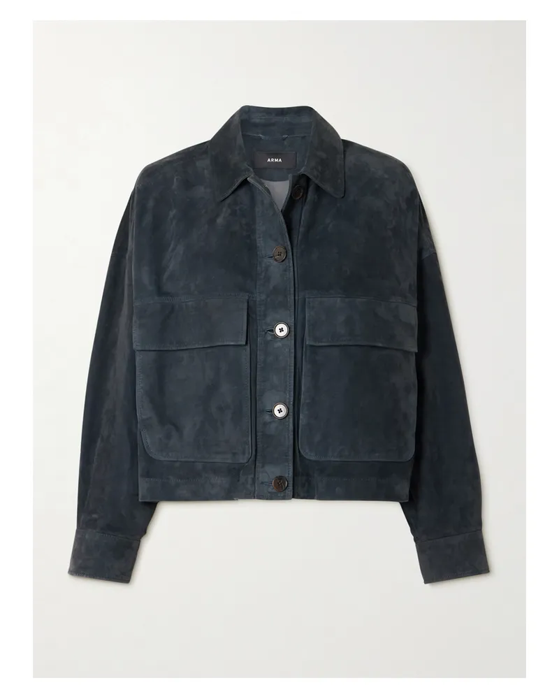 Arma Miri Cropped Suede Jacket - Blue Blue