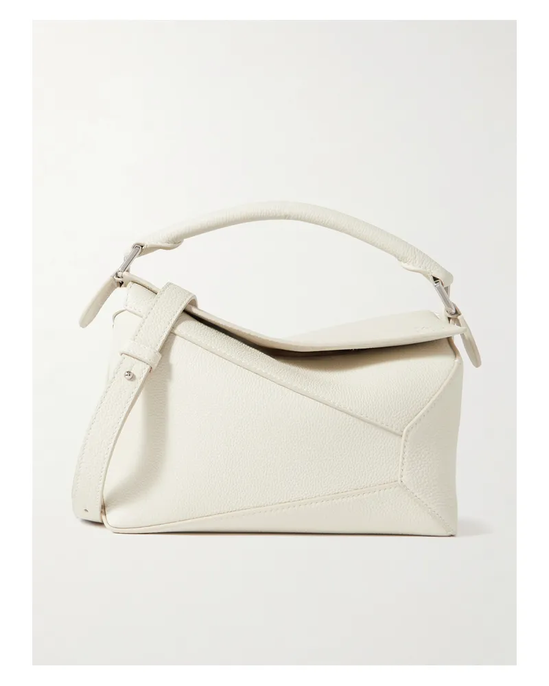 Loewe Puzzle Edge Small Textured-leather Shoulder Bag - White White