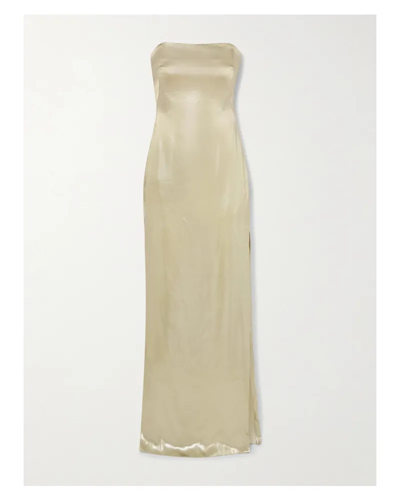 GALVAN Galvanized Trägerlose Robe Aus Metallic-satin - Silber Silber