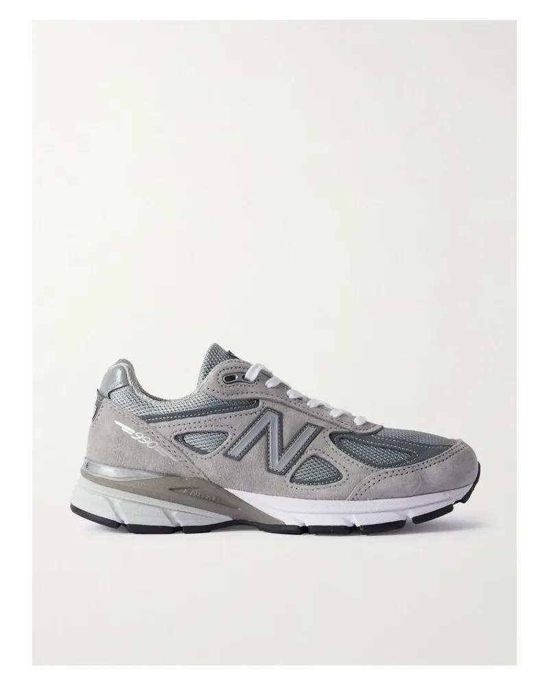 New Balance 990v4 Sneakers Aus Veloursleder Und Mesh Mit Lederbesätzen - Grau Grau