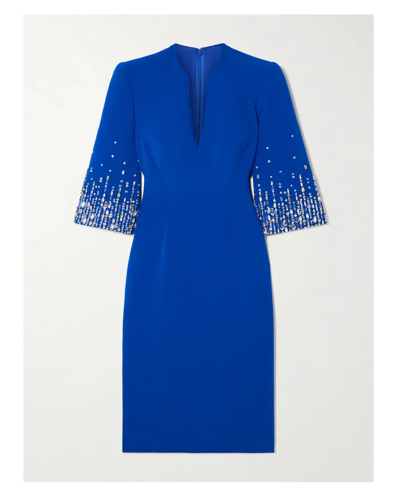 Jenny Packham Midikleid Aus Cady Mit Verzierungen - Blau Blau