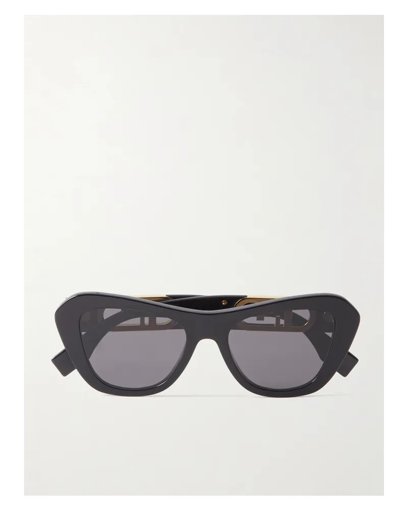 Fendi O'lock Cat-eye Acetate And Gold-tone Sunglasses - Black Black