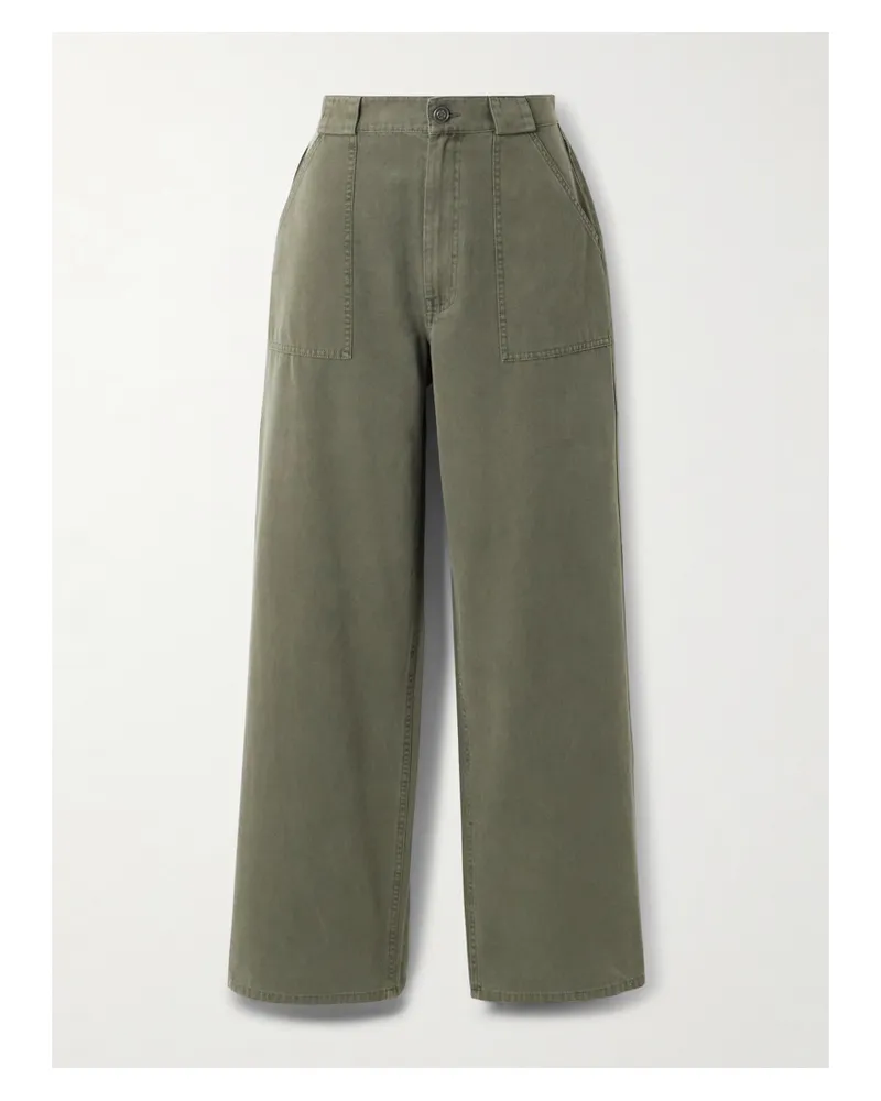 Anine Bing Grayson Verkürzte Hose Mit Weitem Bein Aus Baumwoll-canvas - Grün Grün
