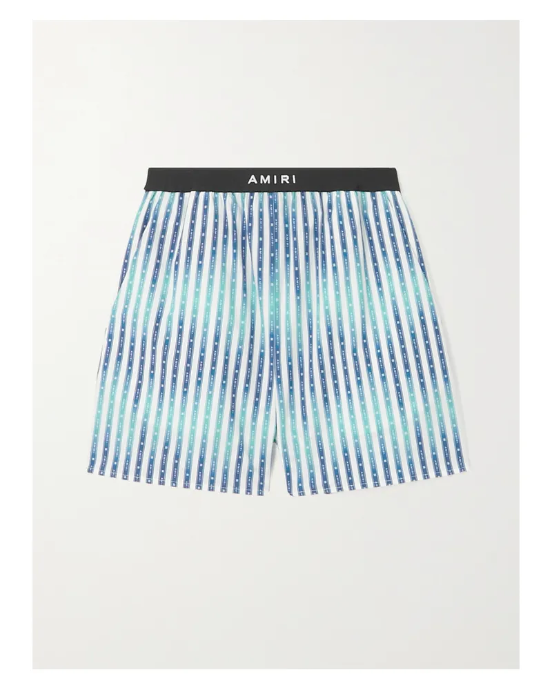 Amiri Shorts Aus Gestreifter Baumwollpopeline - Blau Blau