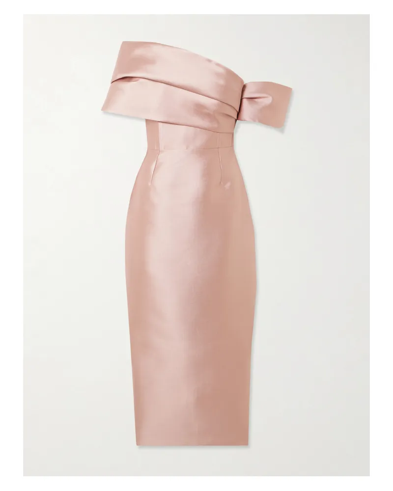 Solace London Mirla Schulterfreies Midikleid Aus Faille - Pink Pink