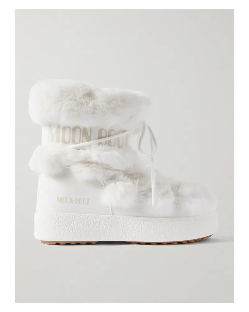 Moon Boot Ltrack Monaco Faux Fur-trimmed Shell And Faux Leather Snow Boots - White White