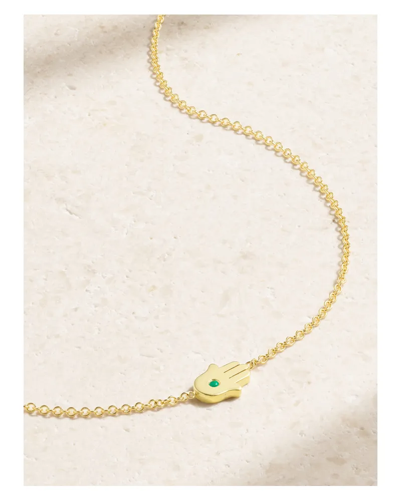Jennifer Meyer Mini Hamsa Kette Aus 18 Karat Gold Mit Smaragd Gold