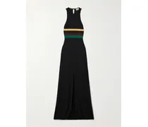Striped Crepe-jersey Maxi Dress - Black