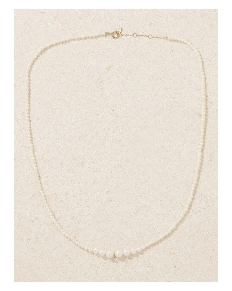 PERSEE Perlenkette Mit Diamant Und Details Aus 18 Karat Gold Gold
