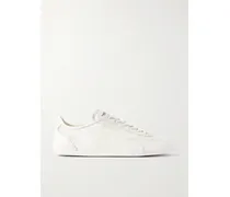 Sunny Suede-trimmed Leather And Lace Sneakers - Neutrals
