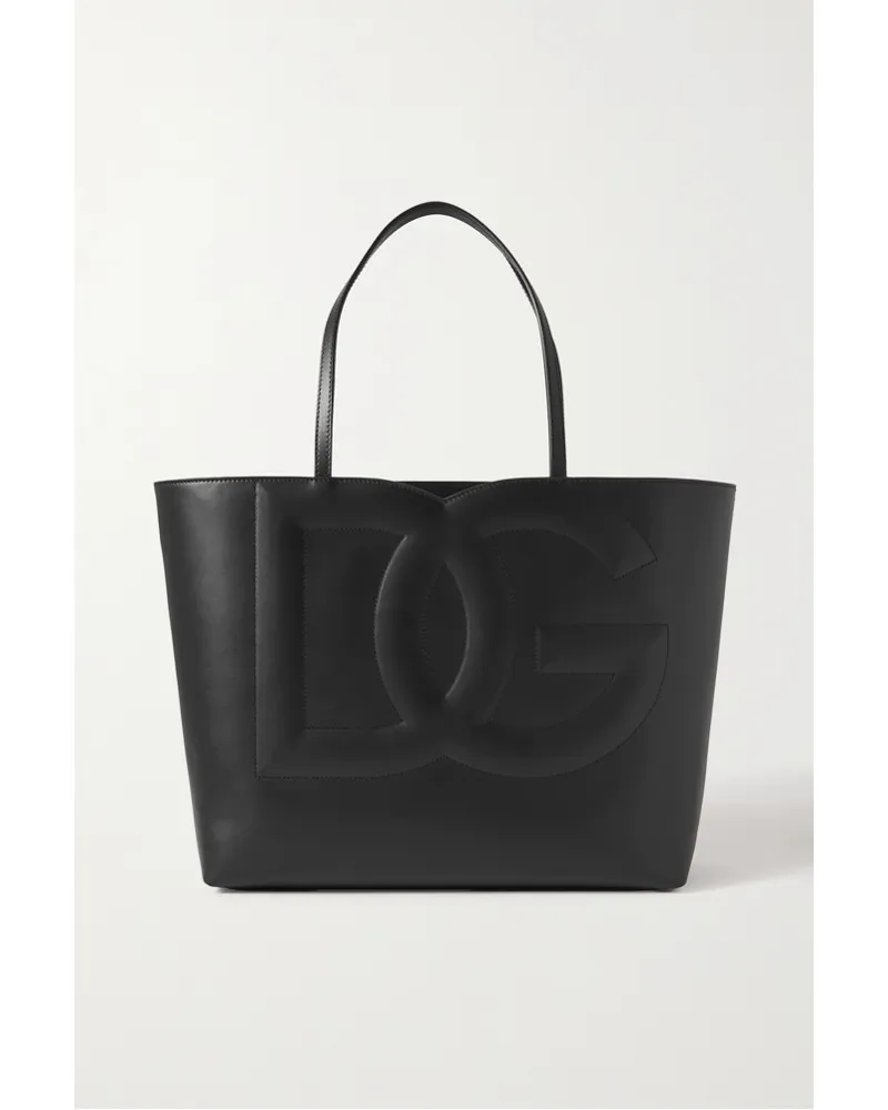 Dolce & Gabbana Große Tote aus Leder mit Prägung Schwarz