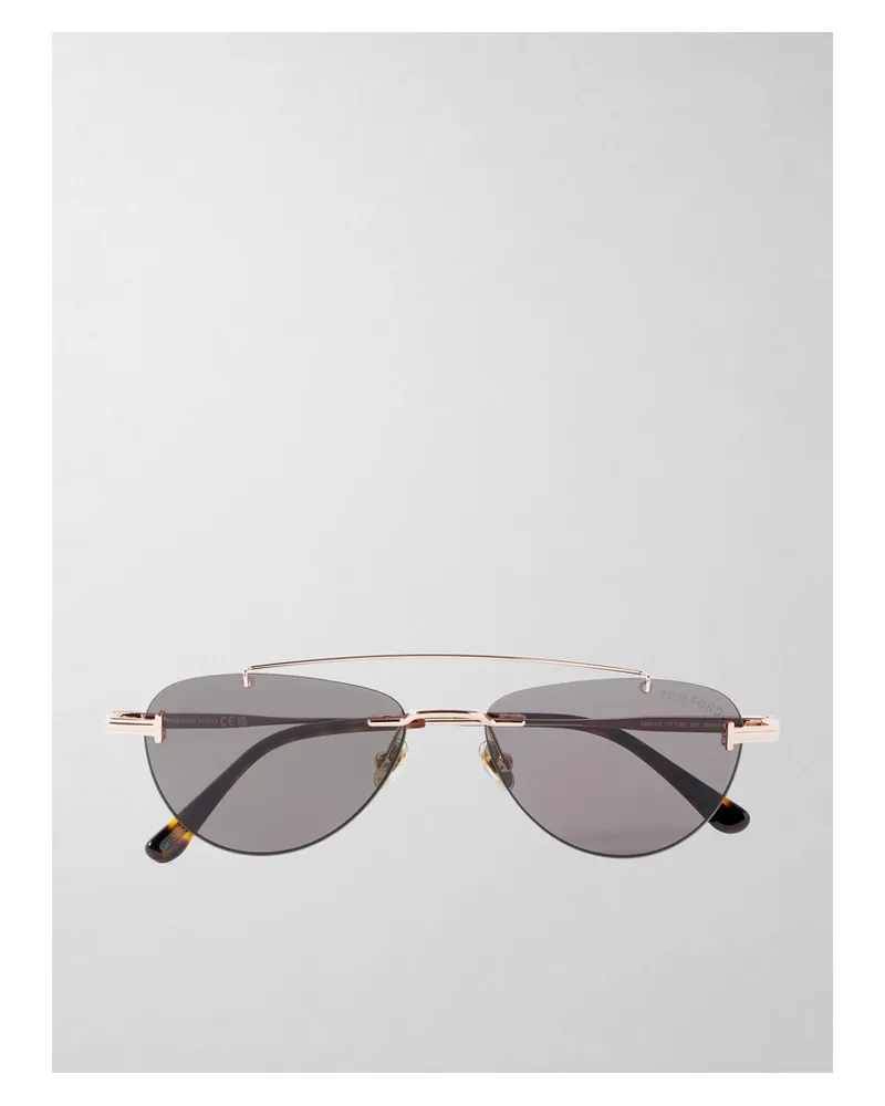Tom Ford Astor Rahmenlose, Roségoldfarbene Pilotensonnenbrille Roségold