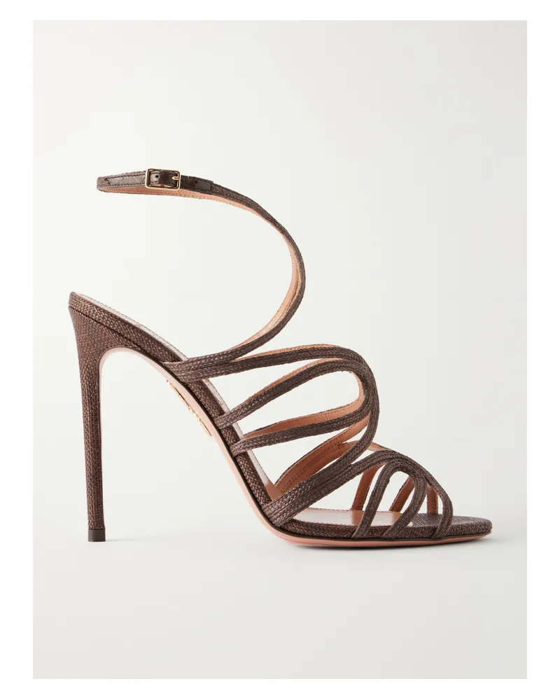 Aquazzura Serenade 105 Raffia Sandals - Brown Brown