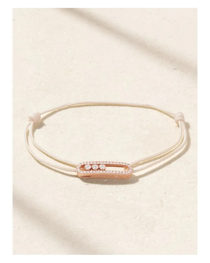 Messika Messika Care(s) Kette Mit Kordel, Diamanten Und Details Aus 18 Karat Roségold Gold