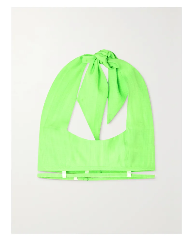 Jacquemus Limao Verkürztes Neckholder-oberteil Aus Crêpe - Grün Grün