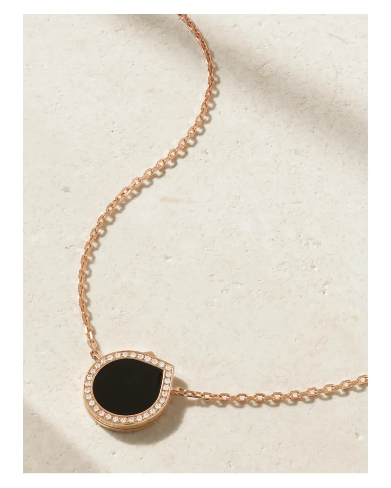 Repossi Antifer 18-karat Rose Gold, Onyx And Diamond Necklace - Black Black