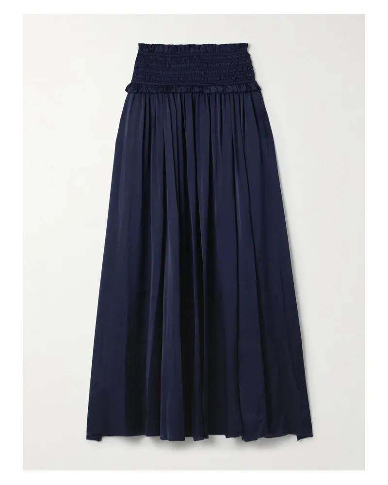 Zimmermann Dream Midirock Aus Seidensatin Mit Raffungen Und Rüschen - Blau Blau