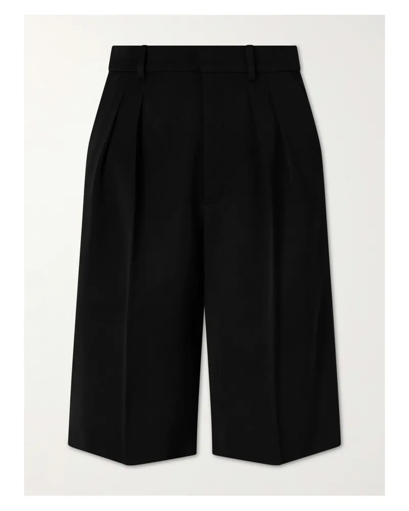 Saint Laurent Wool Straight-leg Capri Pants - Black Black