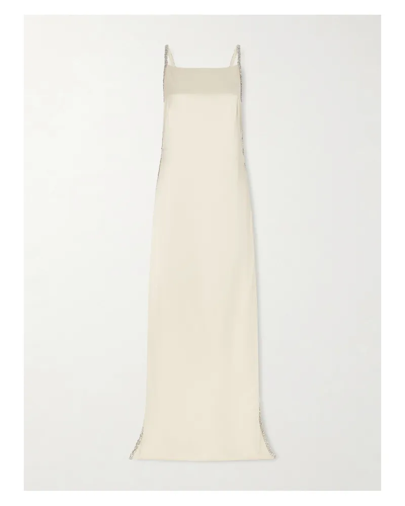 TWP It Had To Be You Crystal-embellished Satin Gown - Neutrals Neutrals